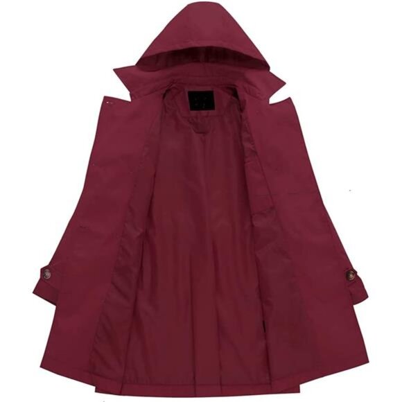 Women's Double Breasted Trench Coats Mid-Length Belted Overcoat - Picture 3 of 16